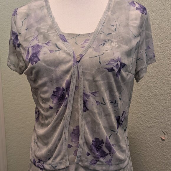 Long Floral Dress for Ladies- Size M- Sleeveless-Green/Purple - Picture 5 of 10